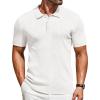 imageCOOFANDY Mens Knit Polo Shirts Short Sleeve Golf Shirts Button Down Casual Polo T Shirts Textured Slim Fit PulloverWhite