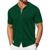 imageCOOFANDY Mens Knit Shirts Short Sleeve Button Down Shirt Casual Summer Beach ShirtGreen