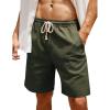 imageCOOFANDY Mens Linen Shorts Casual Elastic Waist Drawstring Summer Beach ShortsGreen