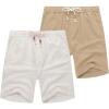 imageCOOFANDY Mens Linen Shorts Casual Elastic Waist Drawstring Summer Beach ShortsWhite Dark Khaki