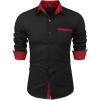 imageCOOFANDY Mens Long Sleeve Dress Shirt Plaid Collar Casual Button Down ShirtsBlackRed