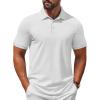 imageCOOFANDY Mens Polo Shirt Short Sleeve Moisture Wicking QuickDry Golf Polo Athletic Tennis Collared TShirtsWhite