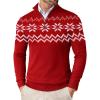 imageCOOFANDY Mens Quarter Zip Up Sweaters Slim Fit Lightweight Mock Neck Pullover Casual Polo SweatersChristmas Red