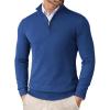 imageCOOFANDY Mens Quarter Zip Up Sweaters Slim Fit Lightweight Mock Neck Pullover Casual Polo SweatersDark Blue