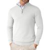 imageCOOFANDY Mens Quarter Zip Up Sweaters Slim Fit Lightweight Mock Neck Pullover Casual Polo SweatersWhite