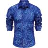 imageCOOFANDY Mens Rose Shiny Shirt Luxury Flowered Printed Button Down ShirtRoyal Blue Long Sleeve