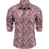 imageCOOFANDY Mens Rose Shiny Shirt Luxury Flowered Printed Button Down ShirtWine Red Long Sleeve