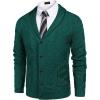 imageCOOFANDY Mens Shawl Collar Cardigan Sweater Slim Fit Button Down Cable Knitted Sweater with PocketsGreen