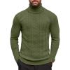 imageCOOFANDY Mens Slim Fit Turtleneck Sweater Casual Pullover Sweater Basic Twist Patterned Knitted SweaterArmy Greennew
