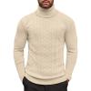 imageCOOFANDY Mens Slim Fit Turtleneck Sweater Casual Pullover Sweater Basic Twist Patterned Knitted SweaterBeigenew