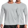 imageCOOFANDY Mens Sun Protection Shirts Long Sleeve Rash Guard Swim TShirts Lightweight Quick Dry Fishing Shirts2 Packlight Grey