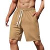 imageCOOFANDY Mens Sweat Shorts 9quot Drawstring Elastic Waist Gym Workout Shorts Casual Athletic Jogger Knit Shorts with PocketsKhaki