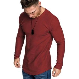 imageCOOFANDY Men 2 Pack Muscle Fitted T Shirt Gym Workout Athletic Long Sleeves TeeTrue Red