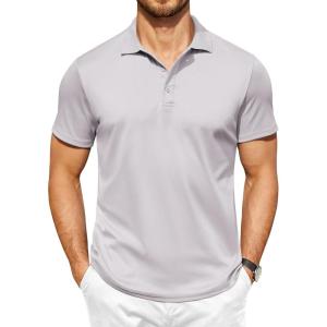 imageCOOFANDY Men Golf Polo Shirts Short Sleeve Dry Fit Moisture Wicking Shirts Casual Collared Athletic TeesLight Grey