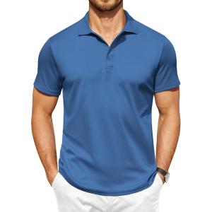 imageCOOFANDY Men Golf Polo Shirts Short Sleeve Dry Fit Moisture Wicking Shirts Casual Collared Athletic TeesNavy