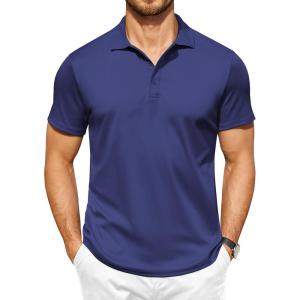 imageCOOFANDY Men Golf Polo Shirts Short Sleeve Dry Fit Moisture Wicking Shirts Casual Collared Athletic TeesNavy Blue