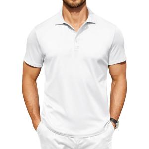 imageCOOFANDY Men Golf Polo Shirts Short Sleeve Dry Fit Moisture Wicking Shirts Casual Collared Athletic TeesWhite