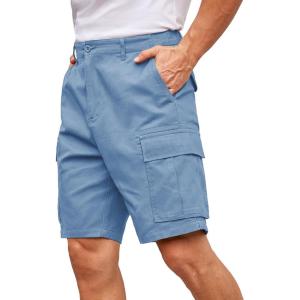 imageCOOFANDY Mens Cargo Shorts Relaxed Fit Casual Shorts Cotton Stretch Outdoor Work Shorts with Multi PocketsLight Blue