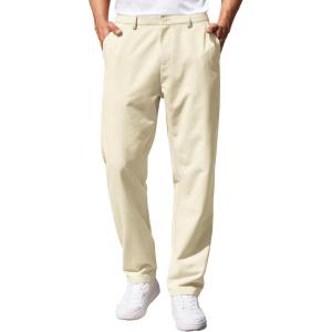 imageCOOFANDY Mens Casual Pants Classic Fit Straight Legs Flat Front Twill PantsBeige