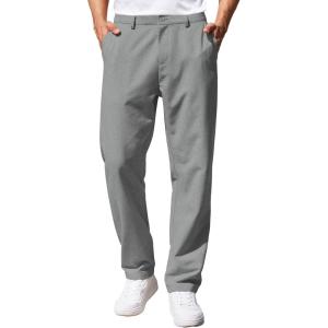 imageCOOFANDY Mens Casual Pants Classic Fit Straight Legs Flat Front Twill PantsLinen Grey