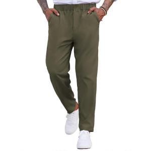 imageCOOFANDY Mens Casual Pants Relaxed Fit Flat Front Expandable Waist Chino Slack TrousersDeep Green