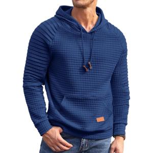 imageCOOFANDY Mens Hoodies Pullover Casaul Long Sleeve Drawstring Waffle Knit Hooded Sweatshirt with Kanga PocketRoyal Blue