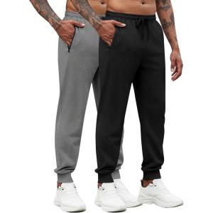 imageCOOFANDY Mens Joggers Drawstring Jogger Sweatpants with Zipper Pockets Lightweight Slim Fit Athletic Track PantsBlack  Dark Gray