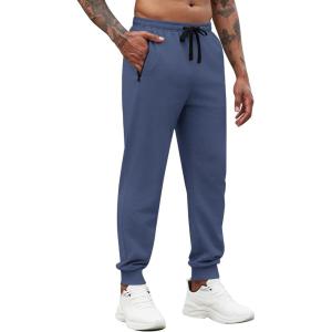 imageCOOFANDY Mens Joggers Drawstring Jogger Sweatpants with Zipper Pockets Lightweight Slim Fit Athletic Track PantsGray Blue