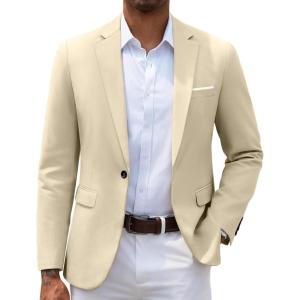 imageCOOFANDY Mens Slim Fit Casual Blazers Lightweight Sport Coats One Button Suit JacketsAkhaki