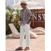 imageCOOFANDY Linen Pants Mens Lightweight Linen Pants Elastic Waist Beach Yoga Summer TrousersAwhite