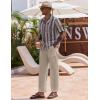 imageCOOFANDY Linen Pants Mens Lightweight Linen Pants Elastic Waist Beach Yoga Summer TrousersLight Khaki