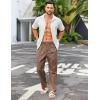 imageCOOFANDY Mens Casual Linen Cotton Pants Elastic Waist Summer Beach Trousers Lightweight Yoga Vacation PantsBrown
