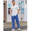 imageCOOFANDY Mens Casual Linen Cotton Pants Elastic Waist Summer Beach Trousers Lightweight Yoga Vacation PantsDark Blue