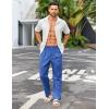 imageCOOFANDY Mens Casual Linen Cotton Pants Elastic Waist Summer Beach Trousers Lightweight Yoga Vacation PantsDark Blue