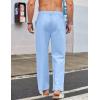 imageCOOFANDY Mens Casual Linen Cotton Pants Elastic Waist Summer Beach Trousers Lightweight Yoga Vacation PantsLight Blue
