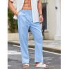 imageCOOFANDY Mens Casual Linen Cotton Pants Elastic Waist Summer Beach Trousers Lightweight Yoga Vacation PantsLight Blue