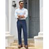 imageCOOFANDY Mens Classic Casual Dress Pants Expandable Waist Suit Pant Slim Fit Flat Front SlacksBlue