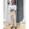 imageCOOFANDY Mens Classic Casual Dress Pants Expandable Waist Suit Pant Slim Fit Flat Front SlacksSand