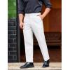 imageCOOFANDY Mens Classic Casual Dress Pants Expandable Waist Suit Pant Slim Fit Flat Front SlacksWhite