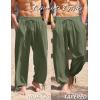 imageCOOFANDY Mens Cotton Linen Pants Casual Harem Pants Elastic Waist Beach Boho Yoga TrousersArmy Green