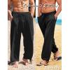 imageCOOFANDY Mens Cotton Linen Pants Casual Harem Pants Elastic Waist Beach Boho Yoga TrousersBlack