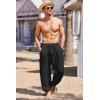 imageCOOFANDY Mens Cotton Linen Pants Casual Harem Pants Elastic Waist Beach Boho Yoga TrousersBlack
