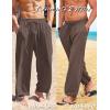 imageCOOFANDY Mens Cotton Linen Pants Casual Harem Pants Elastic Waist Beach Boho Yoga TrousersBrown