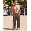imageCOOFANDY Mens Cotton Linen Pants Casual Harem Pants Elastic Waist Beach Boho Yoga TrousersBrown