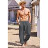 imageCOOFANDY Mens Cotton Linen Pants Casual Harem Pants Elastic Waist Beach Boho Yoga TrousersDark Grey