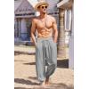 imageCOOFANDY Mens Cotton Linen Pants Casual Harem Pants Elastic Waist Beach Boho Yoga TrousersGrey