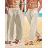 imageCOOFANDY Mens Cotton Linen Pants Casual Harem Pants Elastic Waist Beach Boho Yoga TrousersKhaki
