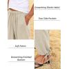 imageCOOFANDY Mens Cotton Linen Pants Casual Harem Pants Elastic Waist Beach Boho Yoga TrousersKhaki
