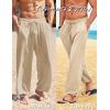 imageCOOFANDY Mens Cotton Linen Pants Casual Harem Pants Elastic Waist Beach Boho Yoga TrousersLight Khaki