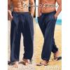 imageCOOFANDY Mens Cotton Linen Pants Casual Harem Pants Elastic Waist Beach Boho Yoga TrousersNavy Blue